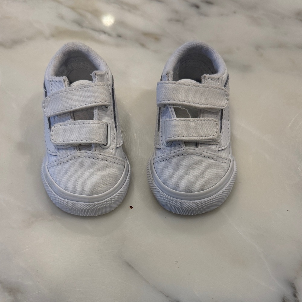 Vans Baby White Velcro Sneakers